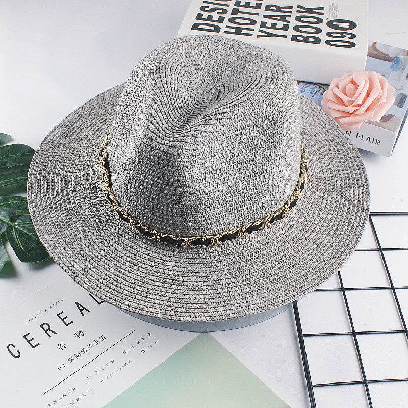 Buycenter Women's Summer Jazz Beach Hat - Stylish Straw Baseball Cap - Buy Center