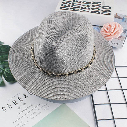 Buycenter Women's Summer Jazz Beach Hat - Stylish Straw Baseball Cap - Buy Center