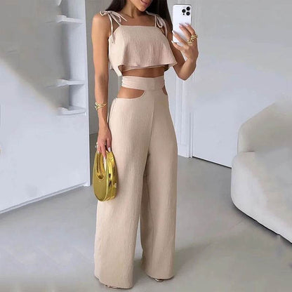 Elegant Cross-border Solid Color Sling Top Jumpsuit - Casual & Chic - Buy Center