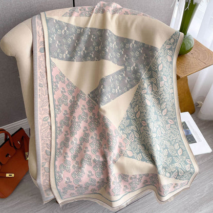 Korean Style Floral Print Shawl - Cashmere-like Winter Scarf for Warmth - Buy Center