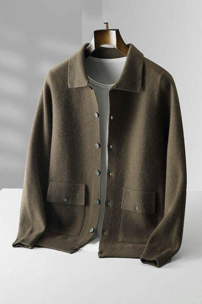 Buycenter Men's Wool Cardigan - Solid Color Thick Coat for Autumn Winter - Buy Center