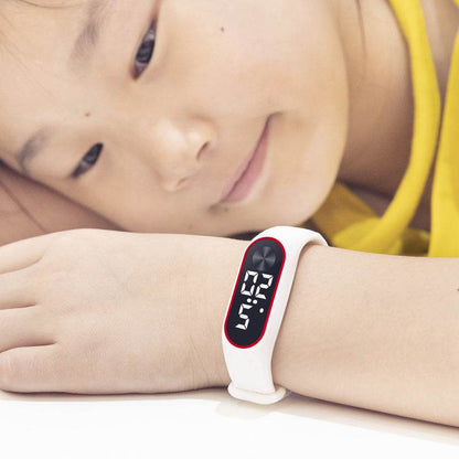 Silicone LED Children's Watch - Fun Red & White Lights, Calendar Display - Buy Center