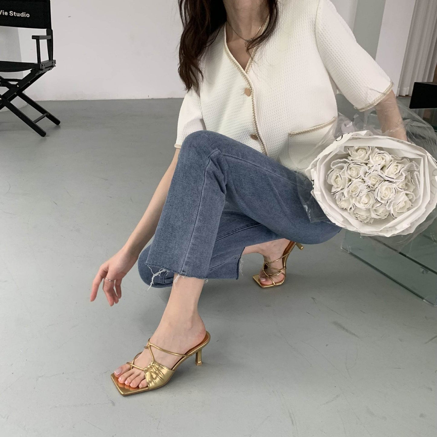 Women's Flip-Toe Stiletto Heel Sandals - Elegant Fashion with Comfort - Buy Center