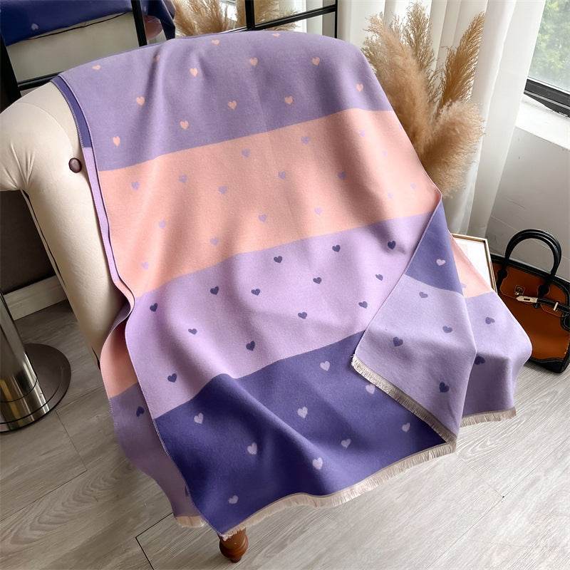 Women's Cashmere Scarf - Double-Sided Warm Love Print for Winter Style - Buy Center