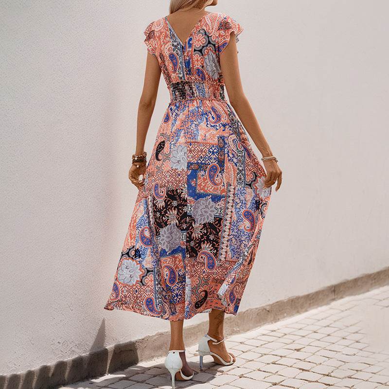 Elegant Summer A-Line Dress - European American Style in Light Brown - Buy Center