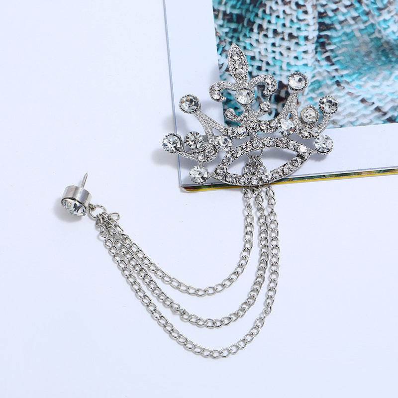 Fashion Crown Brooch - Elegant Gold/Silver Diamond Corsage for Every Occasion - Buy Center