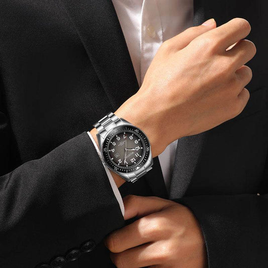 Men's Waterproof Luminous Quartz Watch - Steel Band with Calendar Feature - Buy Center