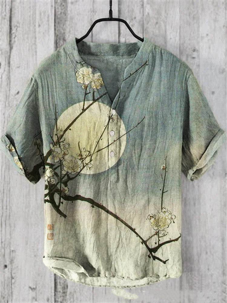 Summer Men's Short-Sleeved Shirt - Loose Fit Linen for Travel & Comfort - Buy Center