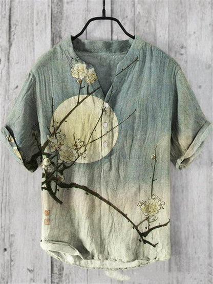 Summer Men's Short-Sleeved Shirt - Loose Fit Linen for Travel & Comfort - Buy Center