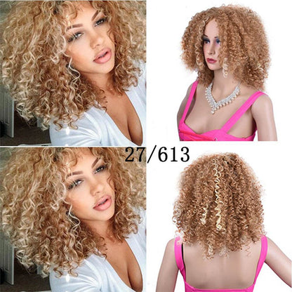 Synthetic Afro Curly Wig for Black Women - High Temp Silk, Stylish Bangs - Buy Center