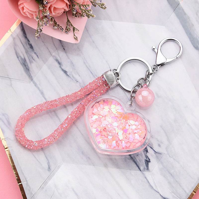 Colorful Acrylic Heart Keychain Pendant - Trendy Love Beads & Silver Buckle - Buy Center
