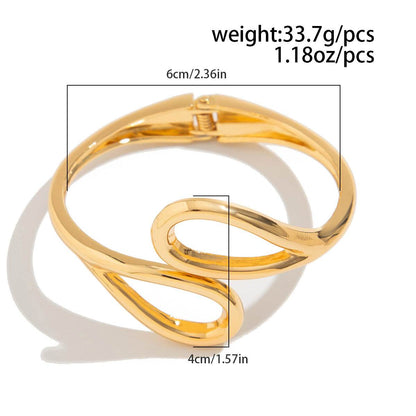 Elegant Metal Irregular Glossy Spring Bracelet & Ring Jewelry Set - Buy Center