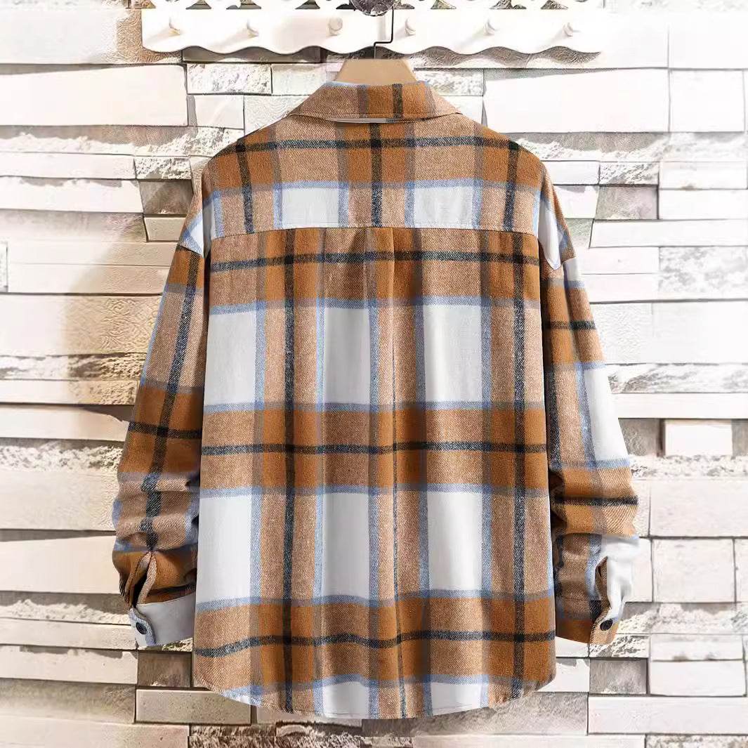 Buycenter Men's Autumn Plaid Coat - Trendy Loose Fit Blazer for Fall - Buy Center