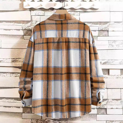 Buycenter Men's Autumn Plaid Coat - Trendy Loose Fit Blazer for Fall - Buy Center