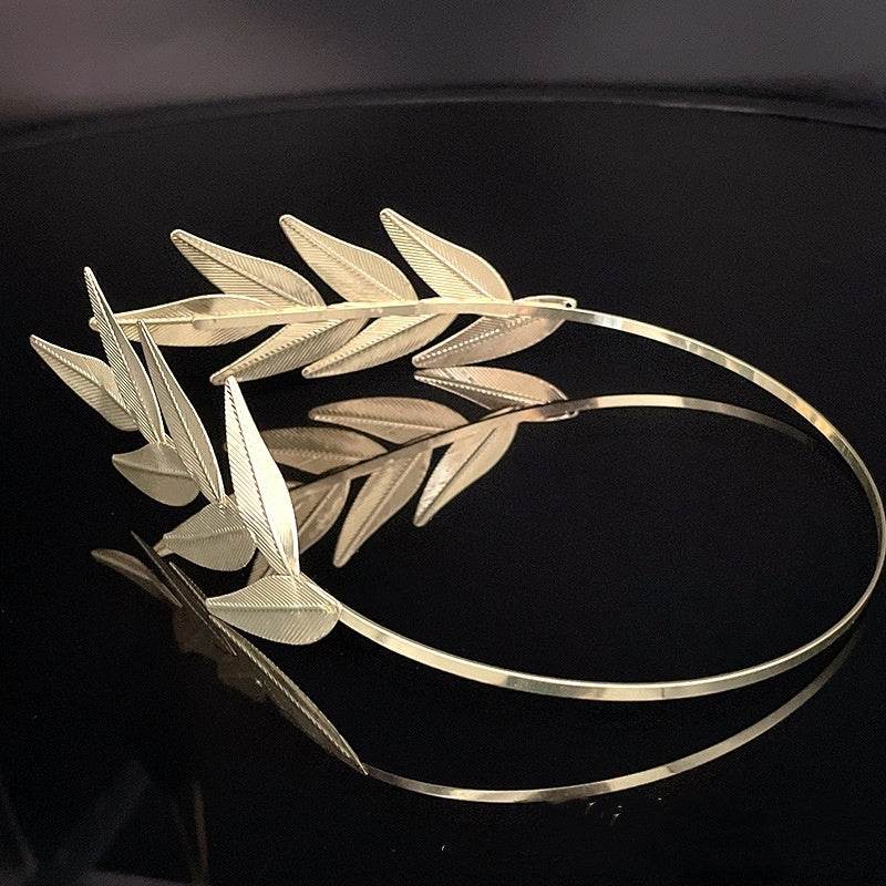 Bride Leaves Metal Headband - Elegant Gold Floral Design for Weddings - Buy Center