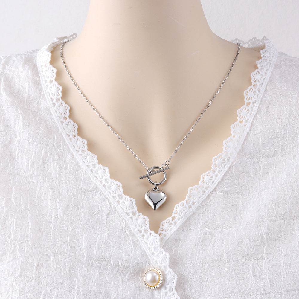 Buy Center Stainless Steel Heart Necklace - Unisex Cross Chain Pendant - Buy Center