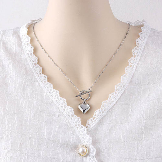 Buy Center Stainless Steel Heart Necklace - Unisex Cross Chain Pendant - Buy Center
