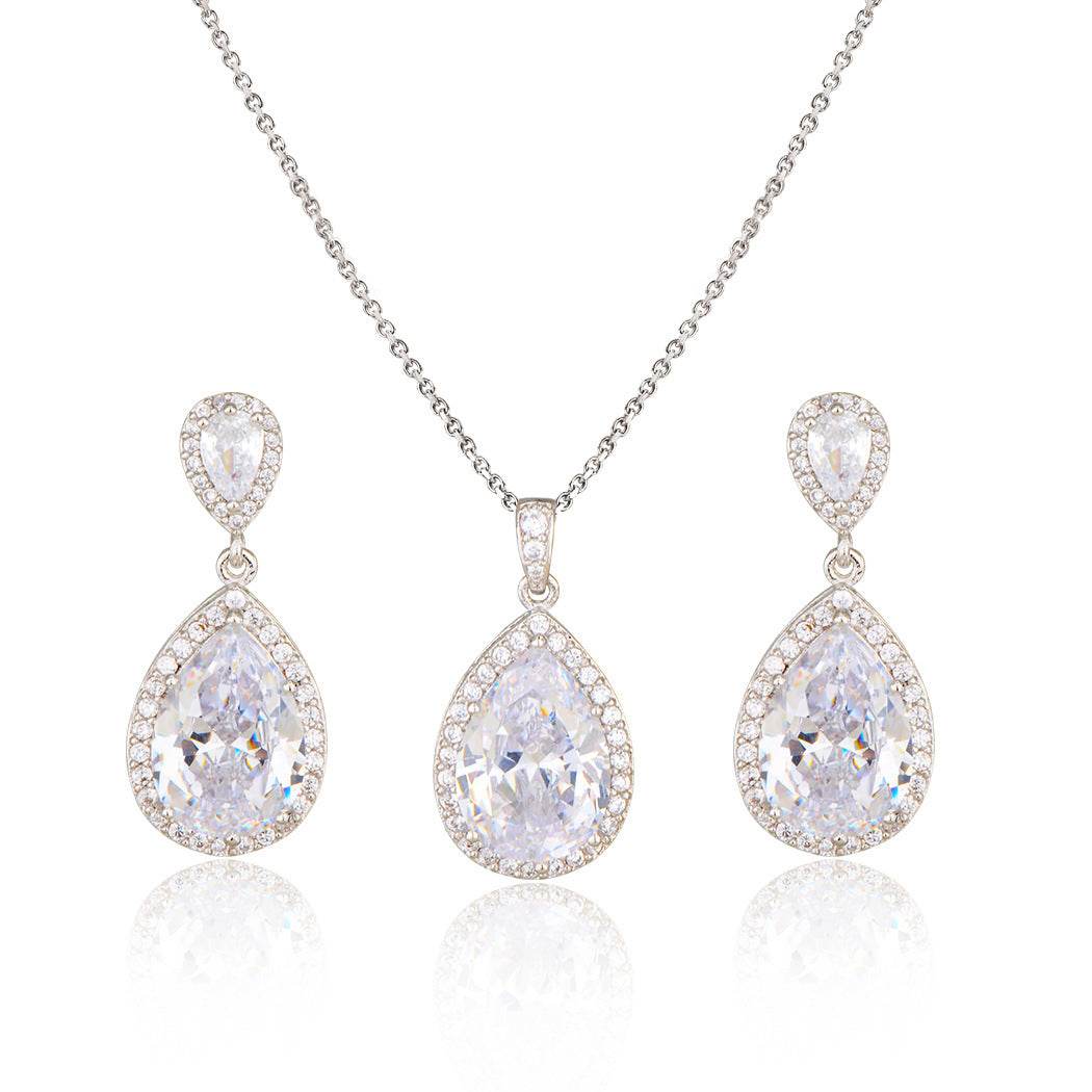 Elegant Zircon Water Drops Necklace & Earring Set - Bridal Jewelry 2025 - Buy Center