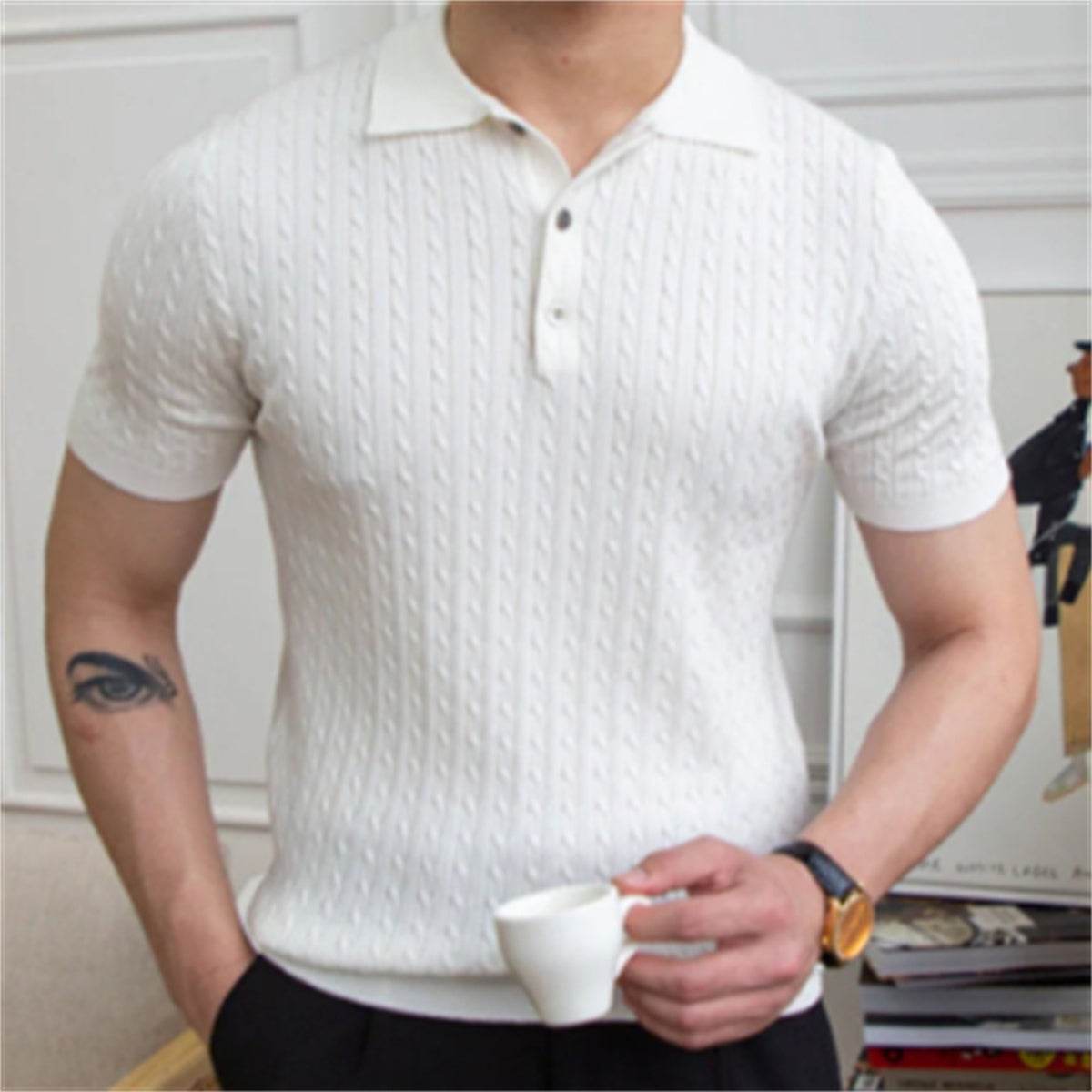 Buycenter Men's Four-Way Stretch Polo Shirt - Casual Short Sleeve Fit - Buy Center