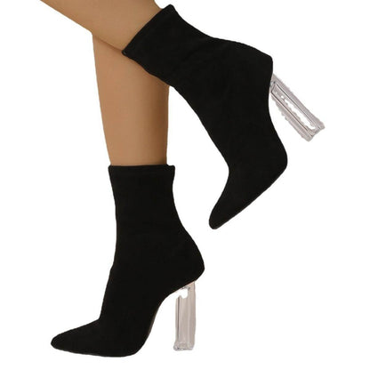 Buycenter Women's Chunky Heel Martin Boots - Super High Heel, Suede - Buy Center