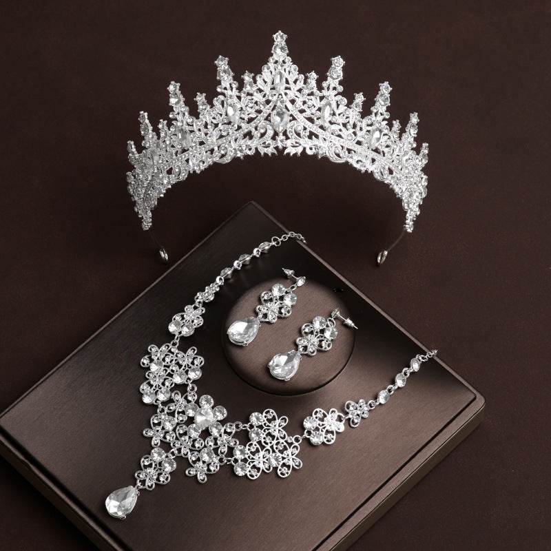Vintage Bridal Headdress Crown Set - Necklace & Earrings for Elegant Brides - Buy Center