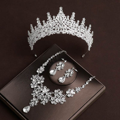 Vintage Bridal Headdress Crown Set - Necklace & Earrings for Elegant Brides - Buy Center