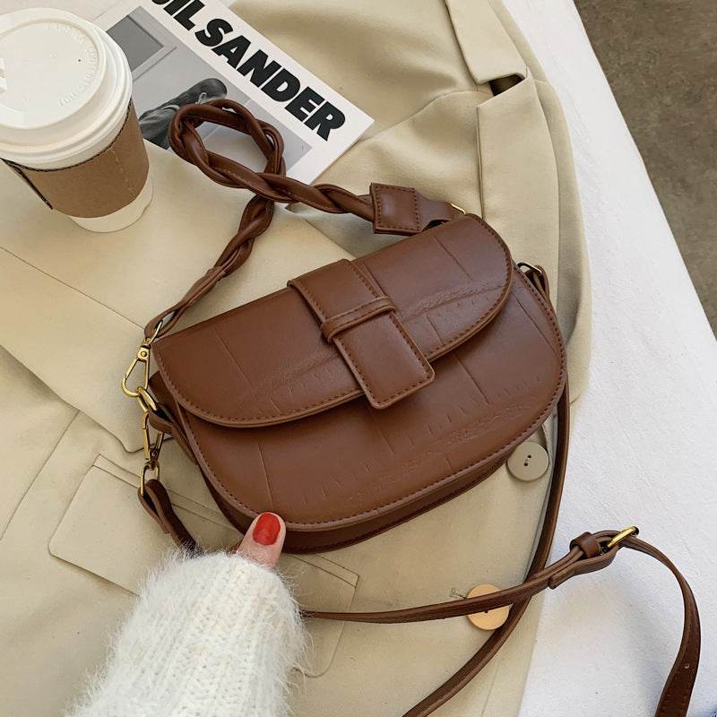 Retro Stone Pattern Underarm Saddle Bag - Stylish Clutch with Straps - Buy Center