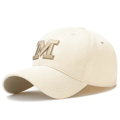 Four Seasons M Letter Embroidered Cap - Adjustable & Breathable Design - Buy Center