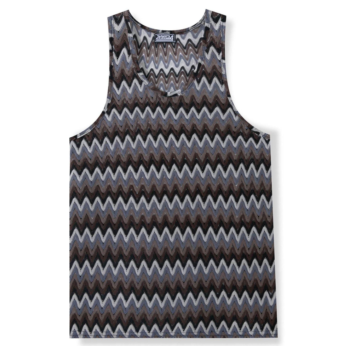 Retro Stripe Color Wave Vest - Summer Casual Men's Clothing in Green & Red - Buy Center