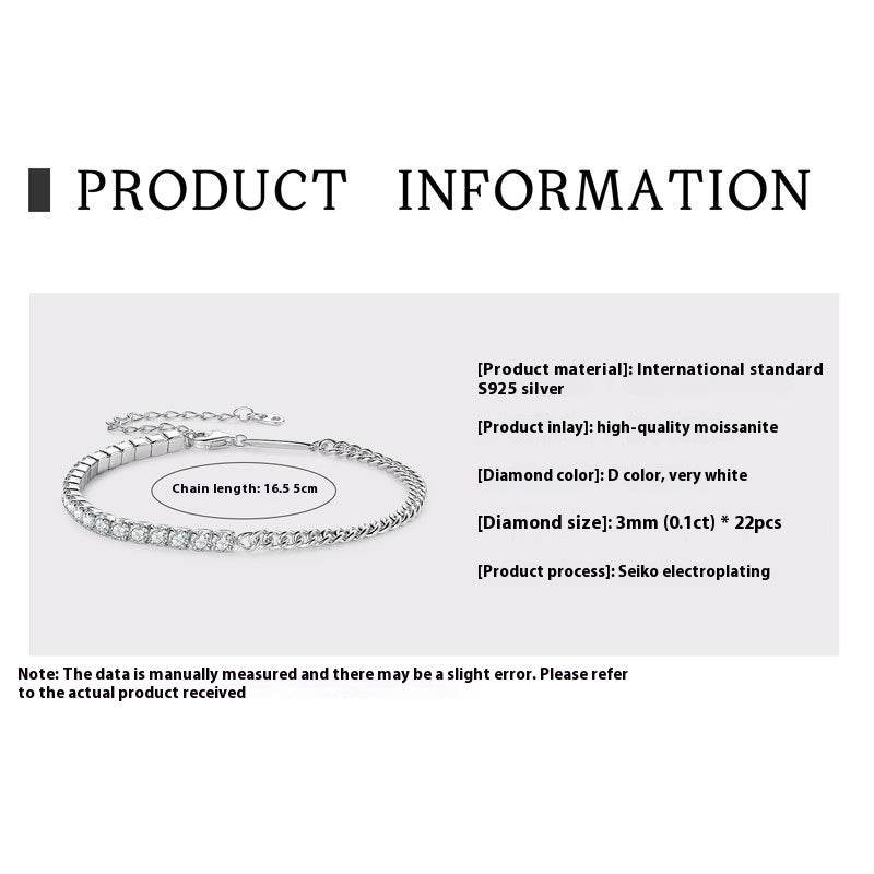 Moissanite Full Diamond Bracelet - High-Grade S925 Sterling Silver for All - Buy Center