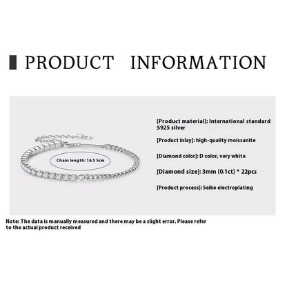 Moissanite Full Diamond Bracelet - High-Grade S925 Sterling Silver for All - Buy Center