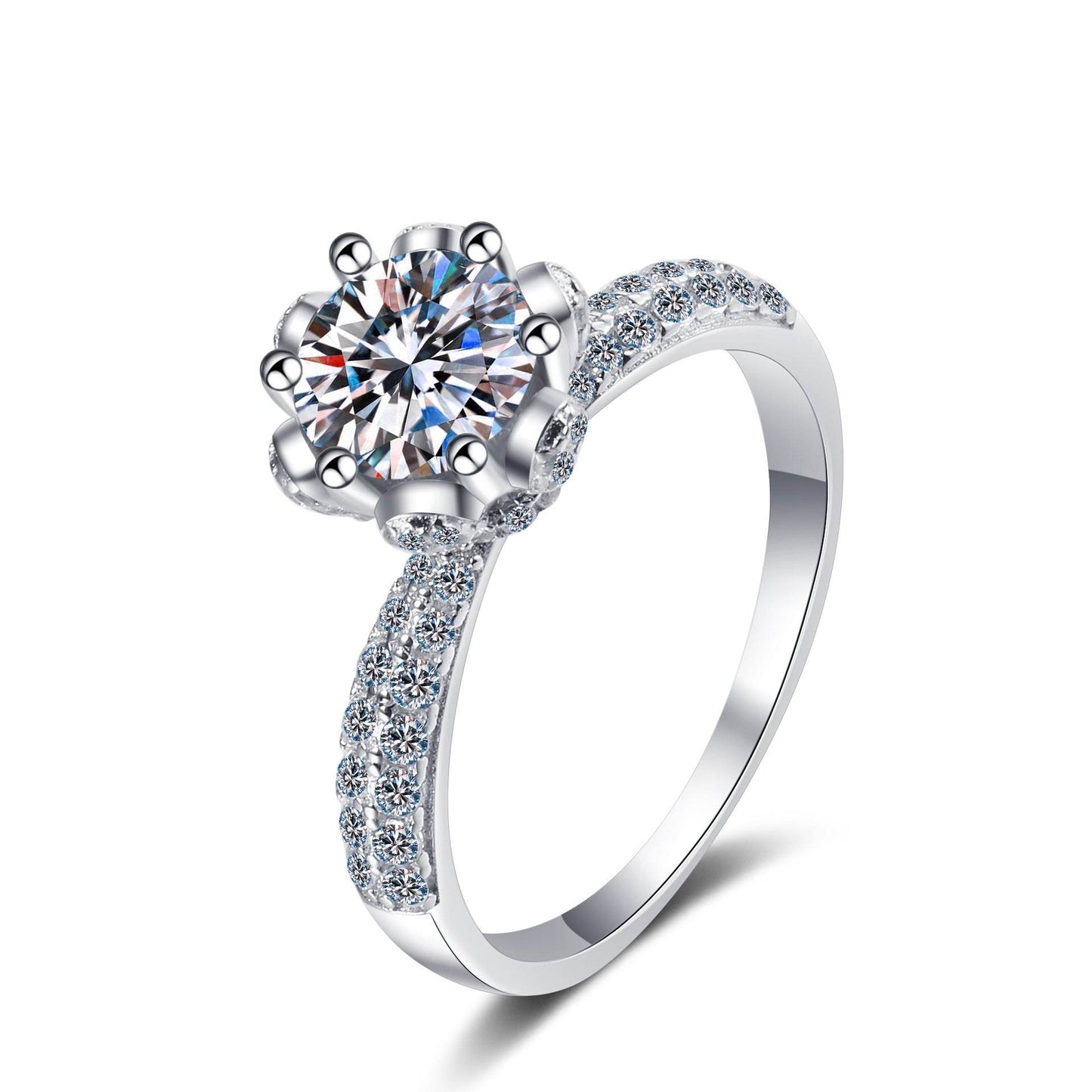 Elegant Women's Sterling Silver Ring - Flower Design, Multiple Sizes Available - Buy Center