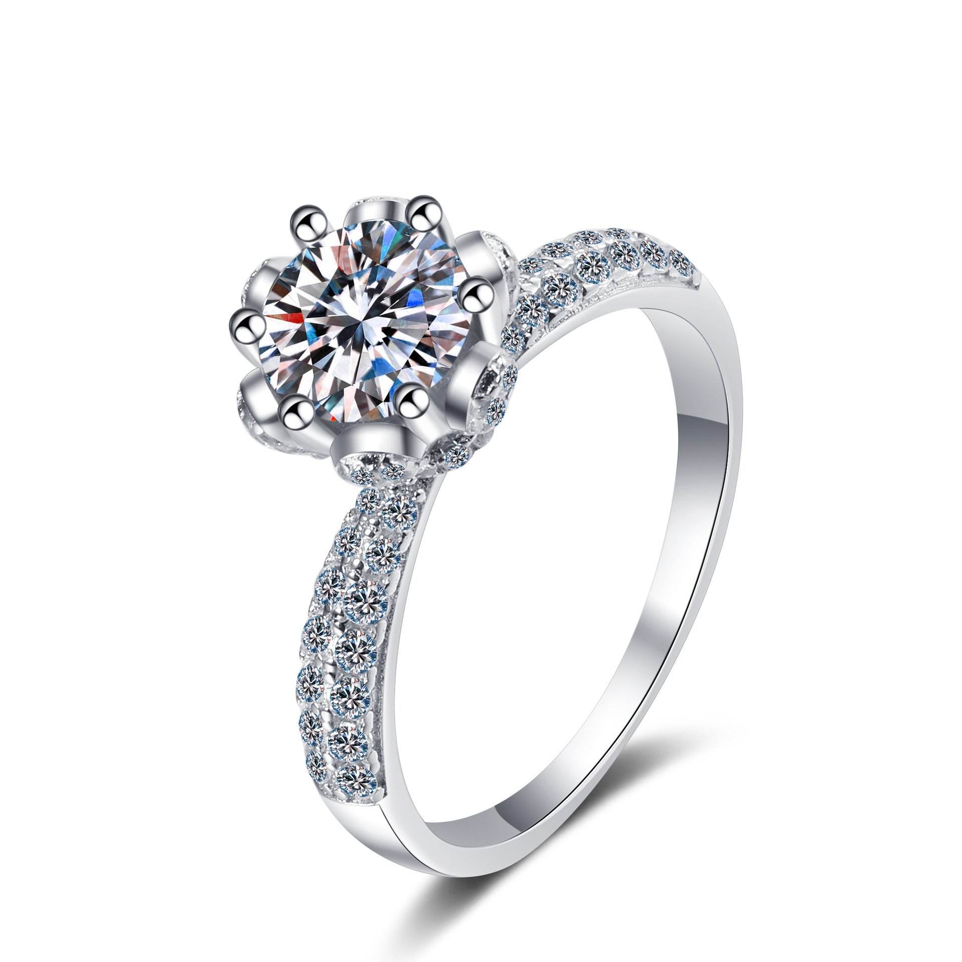 Elegant Women's Sterling Silver Ring - Flower Design, Multiple Sizes Available - Buy Center