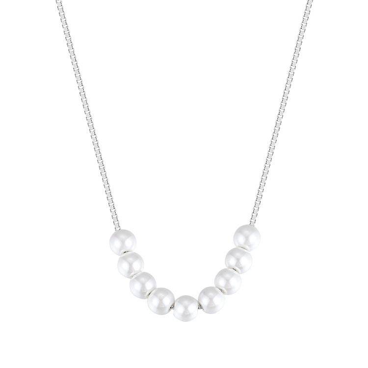Buy Center 925 Silver Pearl Necklace for Women - Elegant Cold Style Clavicle Chain - Buy Center