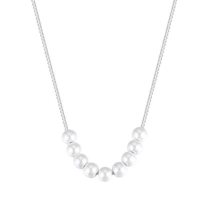 Buy Center 925 Silver Pearl Necklace for Women - Elegant Cold Style Clavicle Chain - Buy Center