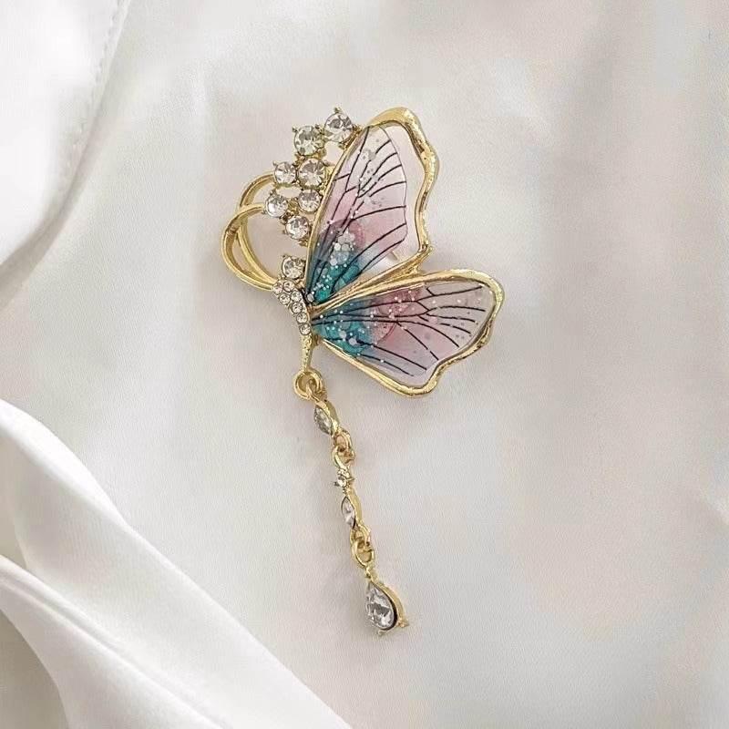Buycenter Translucent Butterfly Tassel Brooch - Elegant Gift for Weddings - Buy Center