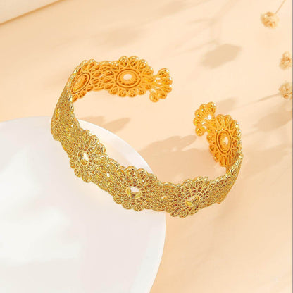 Buycenter Luxury Gold Bracelet - Hollow Lace Flower Design Jewelry - Buy Center