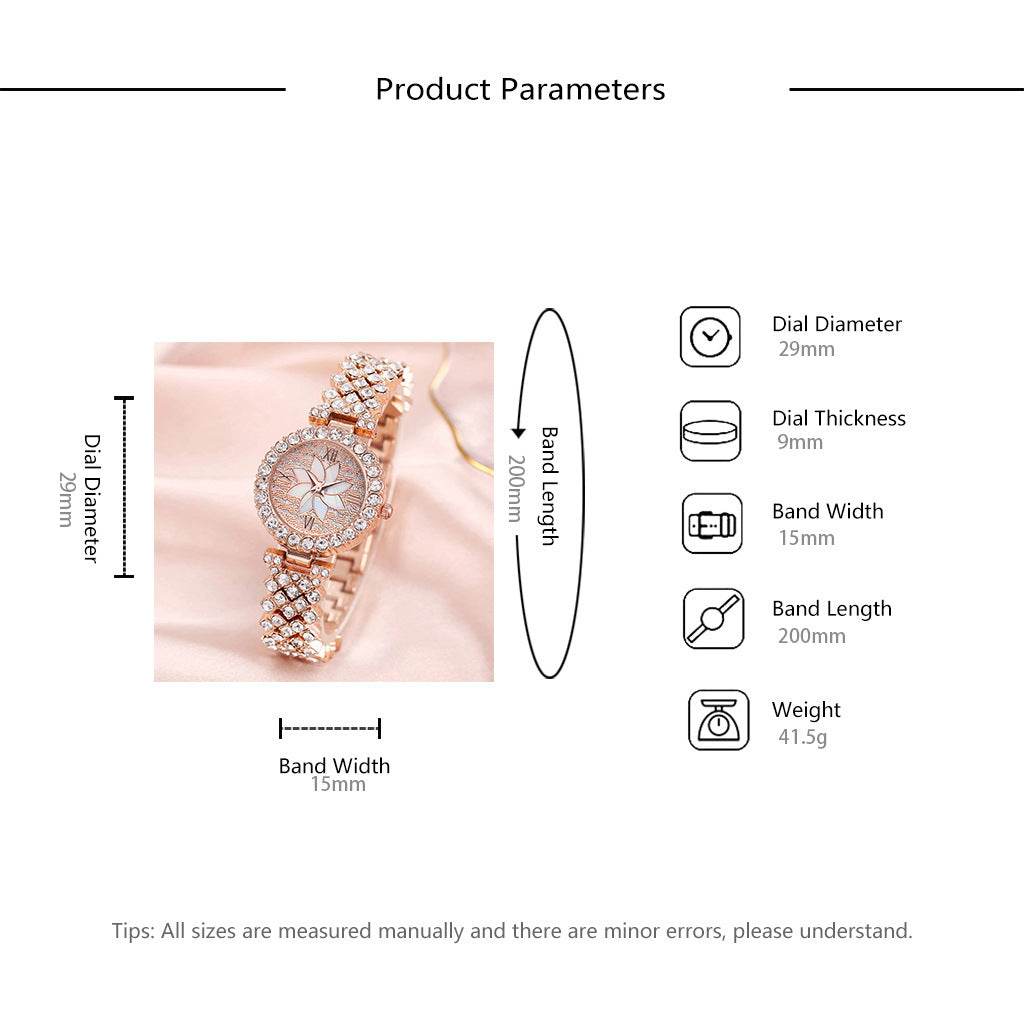 Center Diamond-Embedded Starry Sky Bracelet Watch for Women - Rose Gold & Silver - Buy Center