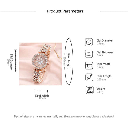Center Diamond-Embedded Starry Sky Bracelet Watch for Women - Rose Gold & Silver - Buy Center