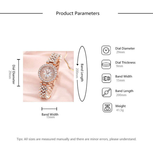 Center Diamond-Embedded Starry Sky Bracelet Watch for Women - Rose Gold & Silver - Buy Center