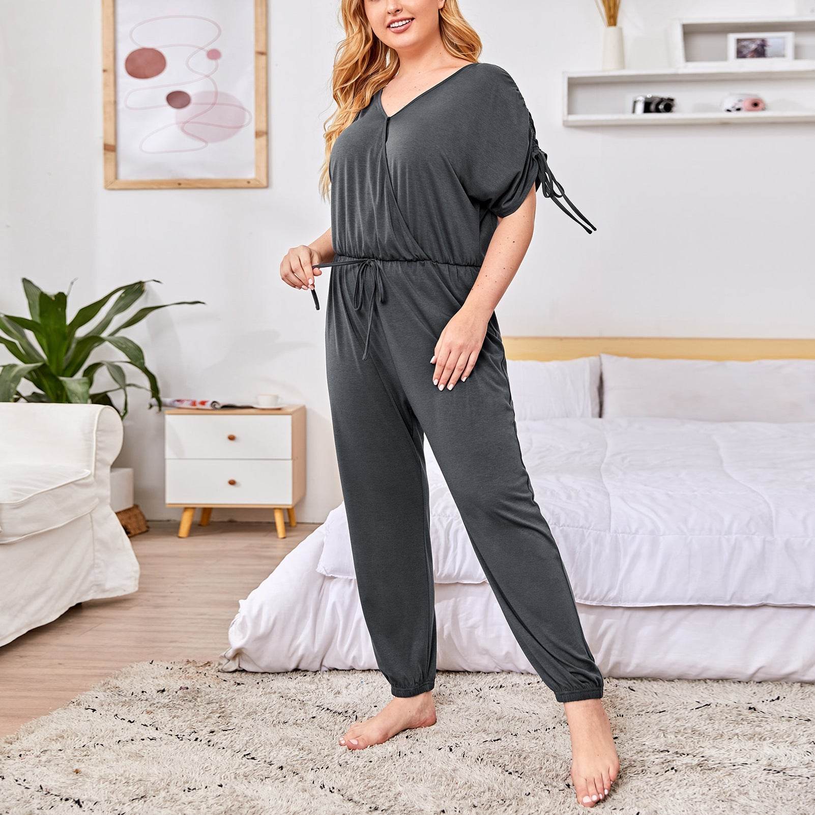 Buycenter Leisure Fashion Jumpsuit - Short-Sleeved in Dark Gray - Buy Center