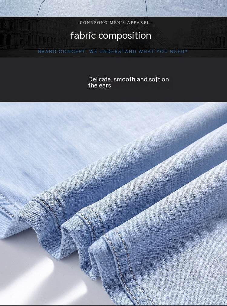 Men's Straight-Leg Jeans - Light Blue Cotton Pants for Spring Style - Buy Center