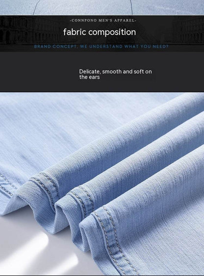 Men's Straight-Leg Jeans - Light Blue Cotton Pants for Spring Style - Buy Center