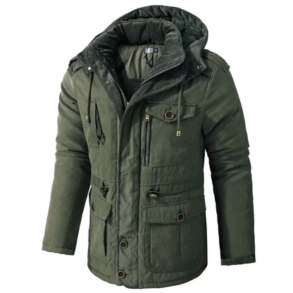 Men's Plus Size Hooded Fleece-Lined Parka - Stylish Mid-Length Winter Coat - Buy Center