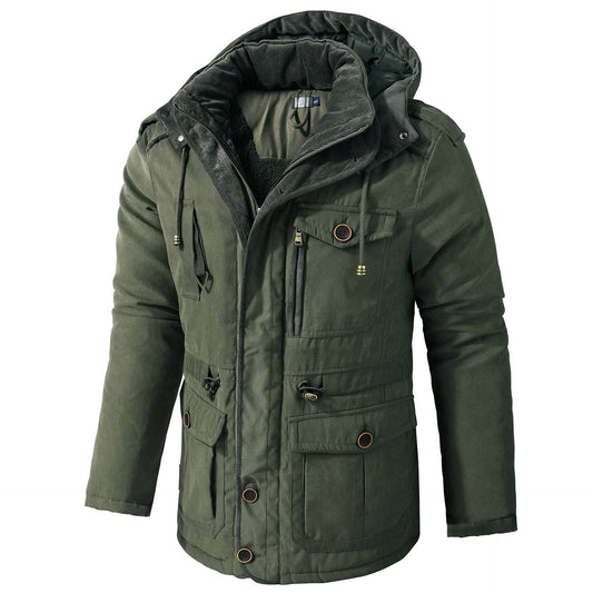 Men's Plus Size Hooded Fleece-Lined Parka - Stylish Mid-Length Winter Coat - Buy Center