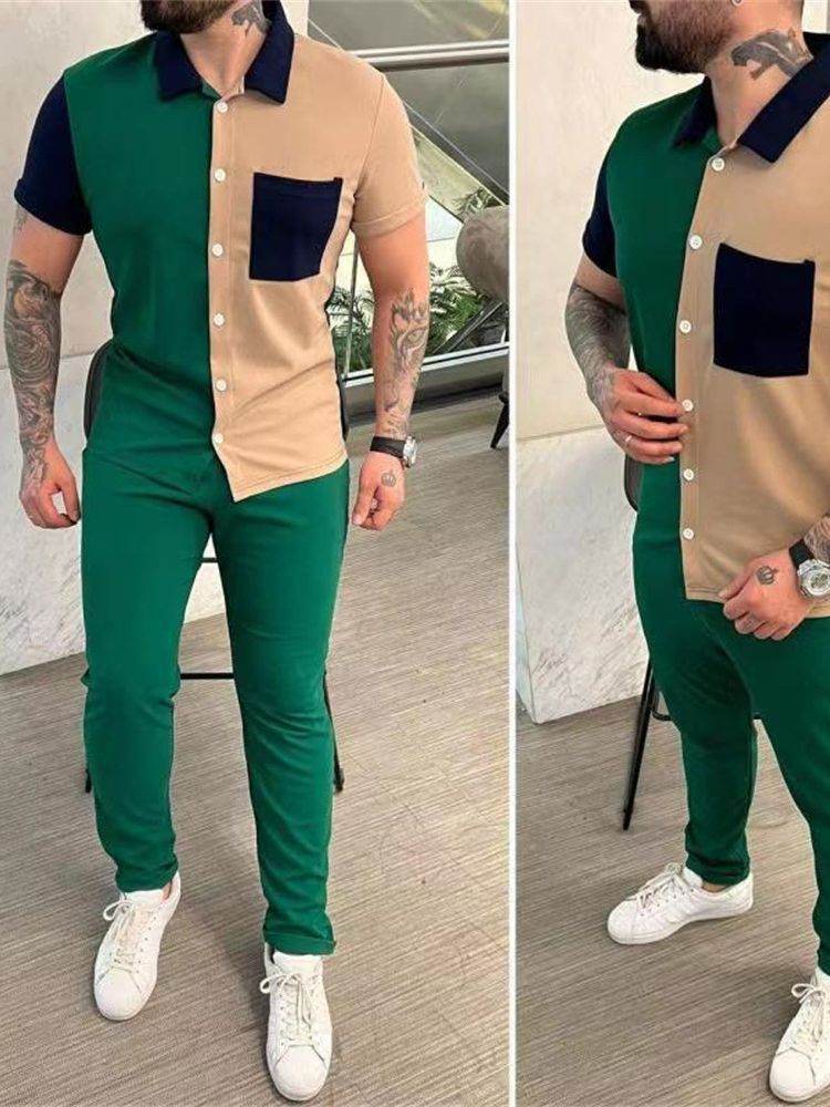 Buycenter Trendy Casual Sports Suit - Short-Sleeved Shirt & Trousers Set - Buy Center