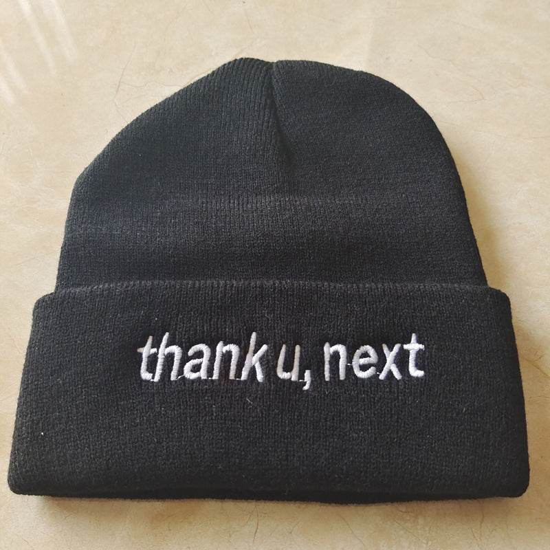 Thank U, Next Embroidery Knitted Hat - Warm Fashion for Men & Women - Buy Center