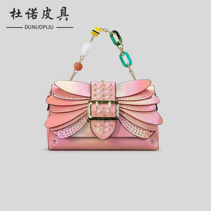 Heavy Industry Rivet Handbag - Trendy Contrast Color Butterfly Wing Clutch - Buy Center