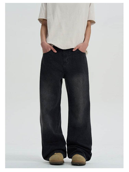 Buycenter Men's Black Straight Slimming Jeans - Casual Mid-High Waist - Buy Center