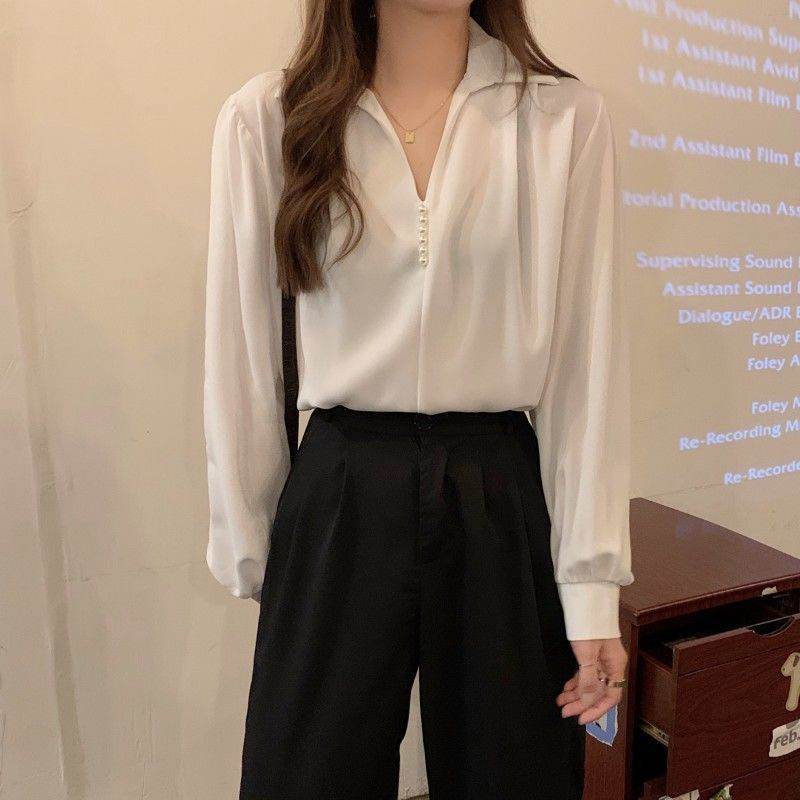 Niche Loose Long Sleeve Top - Versatile Blouse in Stylish Colors - Buy Center